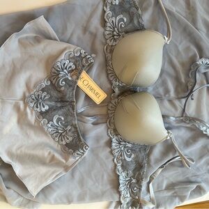 Blue/Gray Lise Charmel Lace Lingerie Set